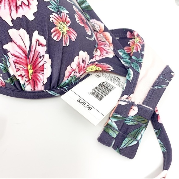 Shade & Shore Floral Jewel Embellish Underwire Light Lift Bikini Top 34 D NWT - Picture 4 of 11